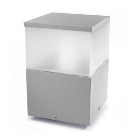 Cubik Outdoor Lantern 20cm in Satin Grey, IP55 Square Bollard Small Pedestal Light
