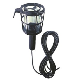 Black Inspection Light (max. 60W BC lamp) with Glass and Cage, with 5m Flexible Lead 240V and Hook
