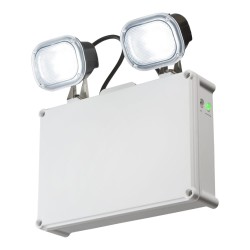 IP65 rated 2 x 3W 6000K 490lm Twin LED Emergency Spotlight (Non-maintained) in White for Outdoor Lighting
