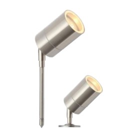 IP44 GU10 Stainless Steel Spike Spotlight 280mm Height x 60mm Diameter for Deck or Ground Mounting