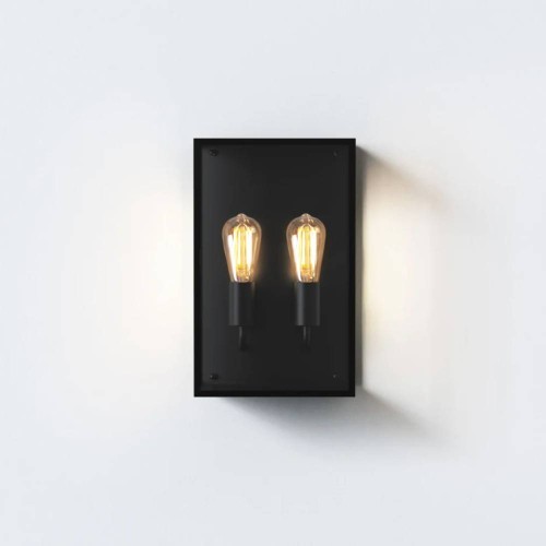 Messina Twin Outdoor Wall Light in Textured Black with Clear Glass Diffuser 1 x 12W max. LED E27/ES, Astro 1183027