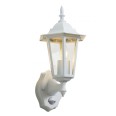 IP44 Traditional Wall Lantern in White with PIR Sensor using 1x E27/ES for Outdoor Wall Lighting