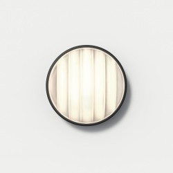 Montreal Round 220 Textured Black IP44 Outdoor Wall Light with Ribbed Glass Diffuser 1x 7W max. LED E14/SES, Astro 1032005