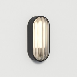 Montreal Oval Textured Black IP44 Outdoor Wall Light with Ribbed Glass Diffuser 1x 12W max. LED E27/ES, Astro 1032007