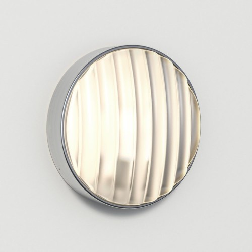 Montreal Round 300 Coastal Brushed Stainless Steel IP44 Outdoor Wall Light with Ribbed Glass Diffuser 1x 12W max. LED E27/ES, Astro 1032012