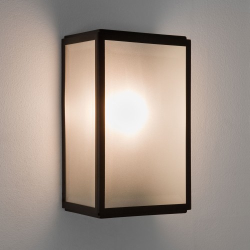 Homefield Matt Black Outdoor Wall Light with Sensor and Frosted Diffuser IP44 E27/ES, Astro 1095011