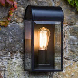 Newbury Textured Black Outdoor Wall Light with Clear Diffuser IP44 rated E27/ES max. 60W, Astro 1339001