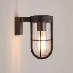 Cabin Exterior Wall Light in Bronze with Clear Glass Diffuser IP44 using 1 x E27/ES 12W LED Lamp, Astro 1368025