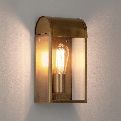 Newbury Antique Brass Outdoor Wall Light with Clear Diffuser IP44 rated E27/ES max. 60W, Astro 1339003