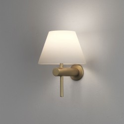Roma Matt Gold Bathroom Wall Light with White Conical Shade IP44 G9 40W, Astro 1050009