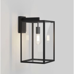 Box Lantern 450 Wall Light in Textured Black with Clear Glass Diffuser IP23 E27, Astro 1354007