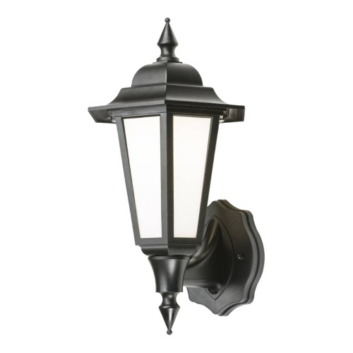 IP54 8W 4000K LED Black Wall Lantern with Opal Diffuser for Outdoor Wall Lighting, Knightsbridge LANT1