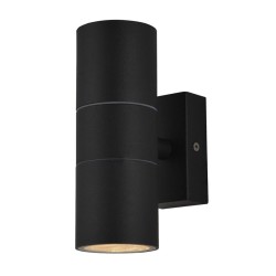 IP44 Up and Down Wall Light in Black Metal 2 x GU10 LED Lamps for Outdoor Lighting
