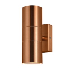 IP44 Up and Down Wall Light in Vintage Copper 2 x GU10 LED Lamps for Outdoor Lighting
