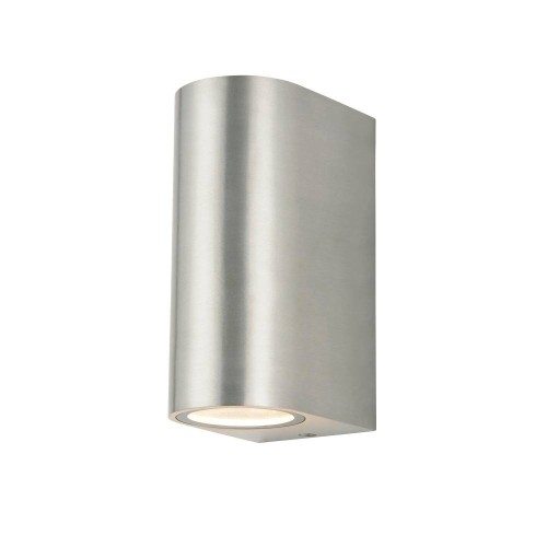 Up & Down Fleet Rectangular Outdoor Wall Light in Brushed Steel using 2 x GU10 max. 35W IP44 Rated