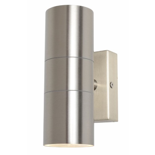IP44 Up and Down Wall Light in Stainless Steel 2 x GU10 LED Lamps for Outdoor Lighting