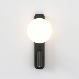 Zeppo Reader Wall Light Matt Black with Glass Diffuser IP20 using 1x3.5W LED G9 and 4.1W LED reader, Astro 1176009