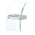 Wall Uplighter in Polished Chrome with Curved Clear Glass Diffuser and Bevelled Edge