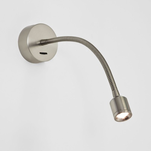 Fosso Switched LED Wall Light in Matt Nickel 2.5W 3000K IP20 Flexible Neck LED Spot, Astro 1138008