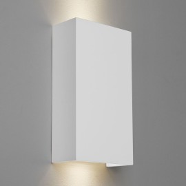 Pella 190 White Plaster Paintable Wall Light Oblong up-down Lighting using 2 x 50W GU10, Astro 1315002