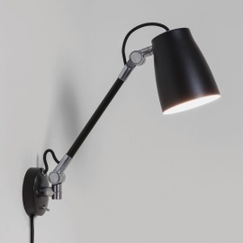 Atelier Grande Switched Wall Light in Matt Black, Adjustable lamp with 3m Cord, Astro 1224016