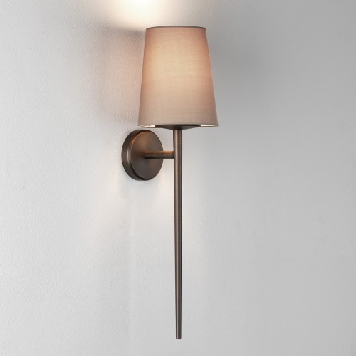 Beauville Bathroom Wall Lamp in Bronze IP44 rated using 1 x 12W LED E27/ES (shade not included), Astro 1388003