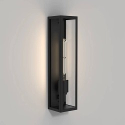 Harvard Textured Black Rectangular Wall Lamp with Clear Glass Diffuser IP44 4W Max LED E27/ES, Astro 1402017