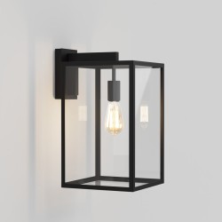 Box Lantern 450 Wall Light in Textured Black with Clear Glass Diffuser IP23 E27/ES, Astro 1354007