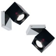 Fabbian Cubetto Black Wall / Ceiling Light (Black Pressed Crystal Cube Shade)