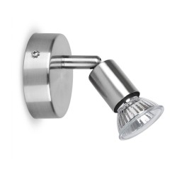 Single Spotlight in Satin Nickel on a Round Plate using GU10 Lamp max. 50W for Wall Lighting