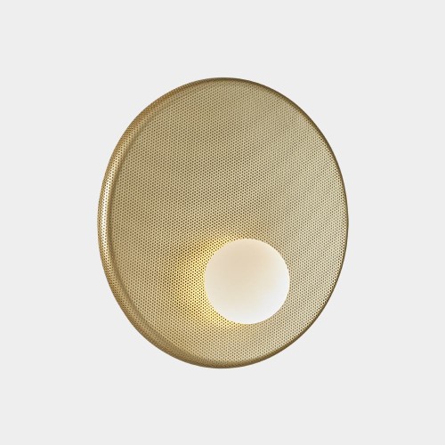 Trip Single Wall Light in Matt Gold (300mm Diameter) Opal Glass Diffuser E14/SES LED max. 9W LEDS-C4 05-8356-05-DN