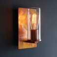 Fily Copper Patina Wall Light with Clear Glass Shade using 1x E27 LED/ES Filament Lamp
