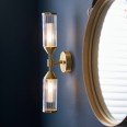 Fluty 2 Lamps Wall Light Satin Brass with Clear and Frosted Glass Cylindrical Shades 2x G9 LED lamps