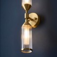 Fluty 2 Lamps Wall Light Satin Brass with Clear and Frosted Glass Cylindrical Shades 2x G9 LED lamps