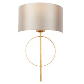 Molly Antique Gold Hoop Wall Light with Mink Fabric Shade using 1x E27/ES LED Lamp