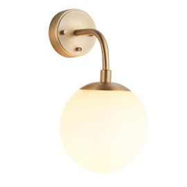 Baly Wall Light in Matt Antique Brass with Opal Glass Diffuser using 1x E14/SES LED Lamp