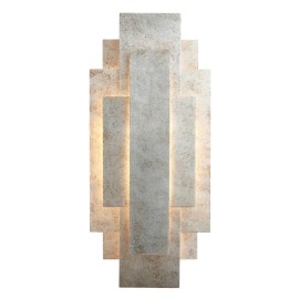 Asty Rectangular Antique Silver Panel Wall Light using 2x G9 LED Lamps, Multi-layered Panelled Wall Lamp