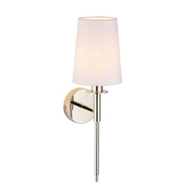 Fordy Wall Lamp in Polished Chrome with Vintage White Fabric using 1x E14/SES LED Lamp