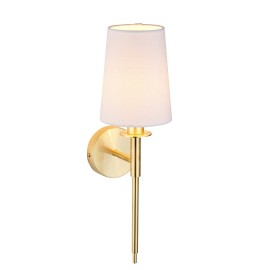 Fordy Wall Lamp in Satin Brass with Vintage White Fabric using 1x E14/SES LED Lamp