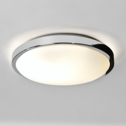 Denia Round Flush Light in Polished Chrome with White Diffuser for Wall/Ceiling 25cm Diam E14/SES Astro 1134001