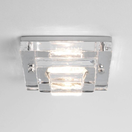 Frascati Square 12V Glass Bathroom Ceiling Light in Polished Chrome IP65 1x50W max. GU5.3 Lamp, Astro 1225004