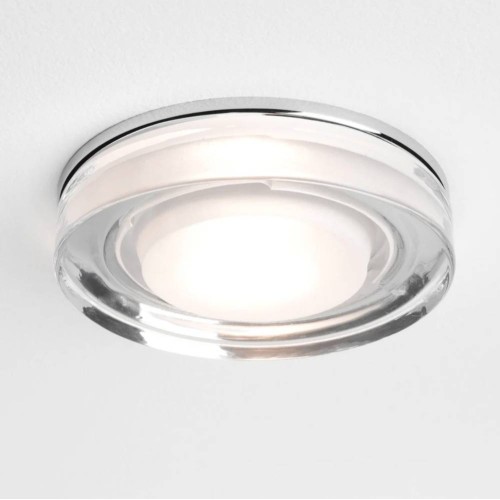 Vancouver Round Glass Bathroom Ceiling Light in Polished Chrome IP65 1x6W max. GU10 Lamp, Astro 1229003