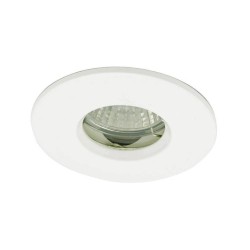 IP65 rated MR16/GU10 Diecast Round Bathroom Downlight in White, Fixed Shower Light 72mm Cutout