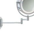 Round Bathroom Magnifying Mirror Light with Swing Arm and Pull Cord Switch in Polished Chrome IP44