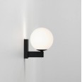 Sagara Matt Black Bathroom Wall Light with a Acid Etched Glass Globe Diffuser 1 x 3W LED G9, Astro 1168003