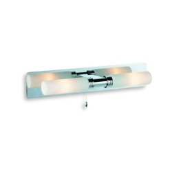 Spa Chrome Twin Tubular Bathroom Wall Light Chrome with Opal Diffuser and Pull Cord Switch