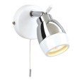 IP44 Marine White with Chrome Bathroom Wall Spotlight with Pull Cord Firstlight 8201WH