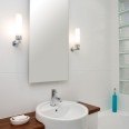 Tube Bathroom Wall Light with Polished Chrome Arm and White Opal Glass Tube Diffuser