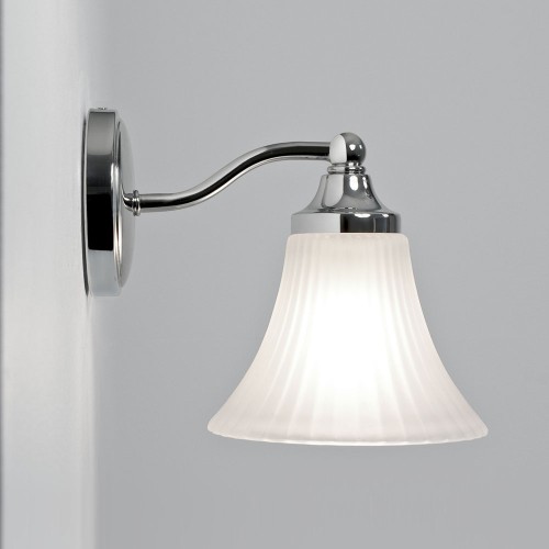 Nena Bathroom Wall Light in Polished Chrome and Bell-Shaped Glass Diffuser IP44 G9 max. 40W, Astro 1105001