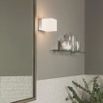 Cube Bathroom Wall Light in Polished Chrome White Opal Cube Diffuser IP44 using G9 40W, Astro 1140001